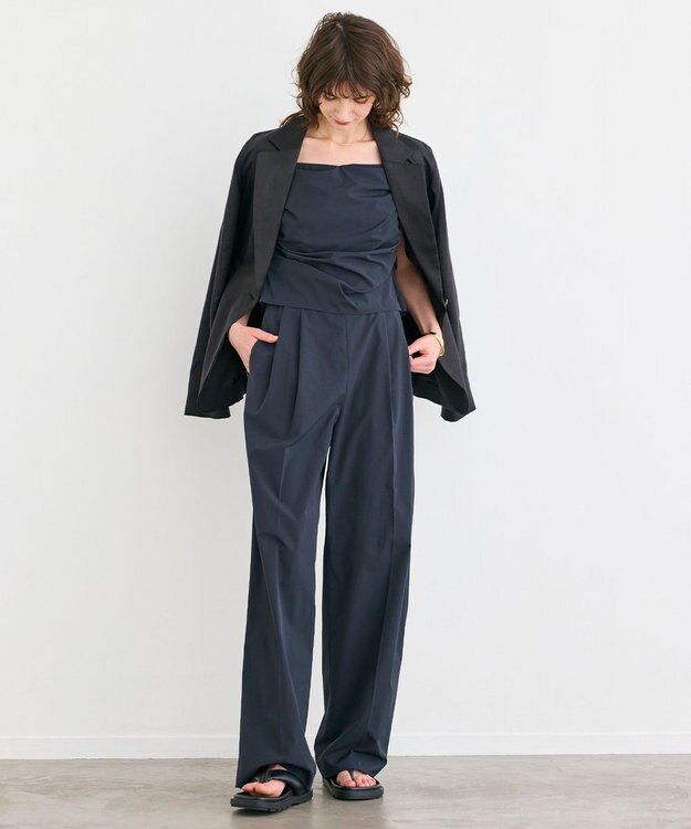 BEIGE， 【洗える】BERGAMOT / ウォッシャブルリネンバックドロストジャケット Black