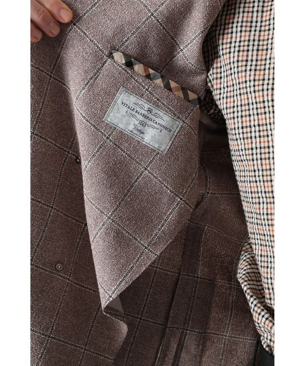 DAKS マイクロブークレーダブルブレストチェックジャケット モカ