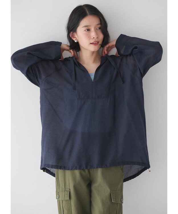 AMERICAN HOLIC 接触冷感シアーアノラックパーカー Navy