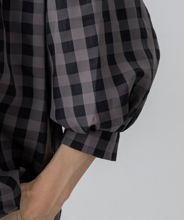 23区 L 【WEB&一部店舗限定】ブロックチェック フリル ブラウス モノトーンチェック