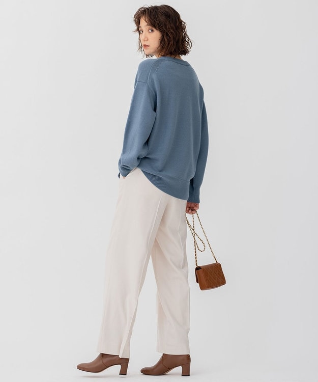 23区 【CLASSY.1月号掲載】ウールコード クルーネック ニット ブルーグレー系