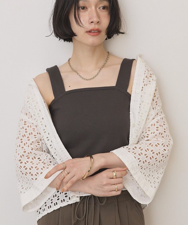 AMERICAN HOLIC 【抗菌防臭】スクエアベアタンクトップ Charcoal Gray