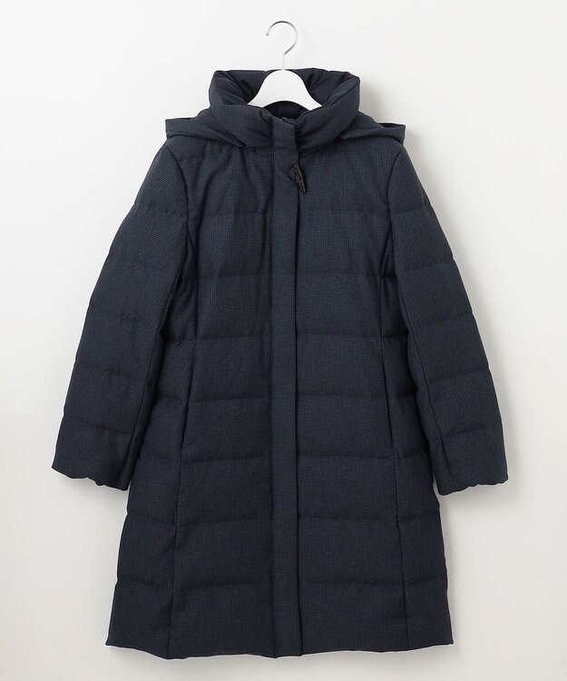J.PRESS LADIES 【洗える】ポリエステルハウンドトゥース ロング ダウンコート ネイビー系3