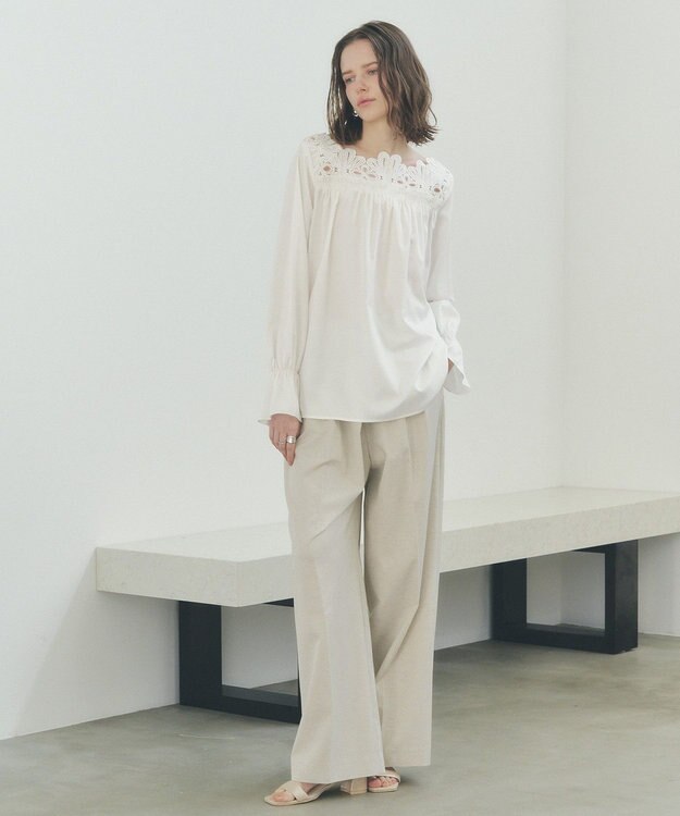 YECCA VECCA フラワーレースブラウス Off White