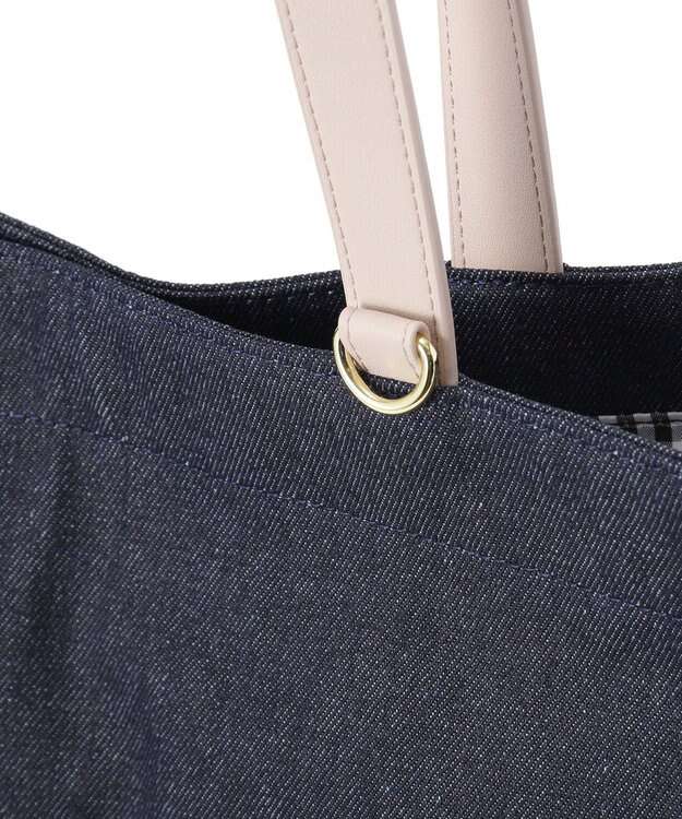 Maison de FLEUR デニムブランドロゴスクエアトートバッグ Indigo