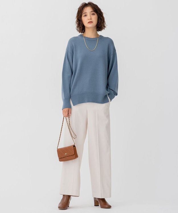 23区 【CLASSY.1月号掲載】ウールコード クルーネック ニット ブルーグレー系