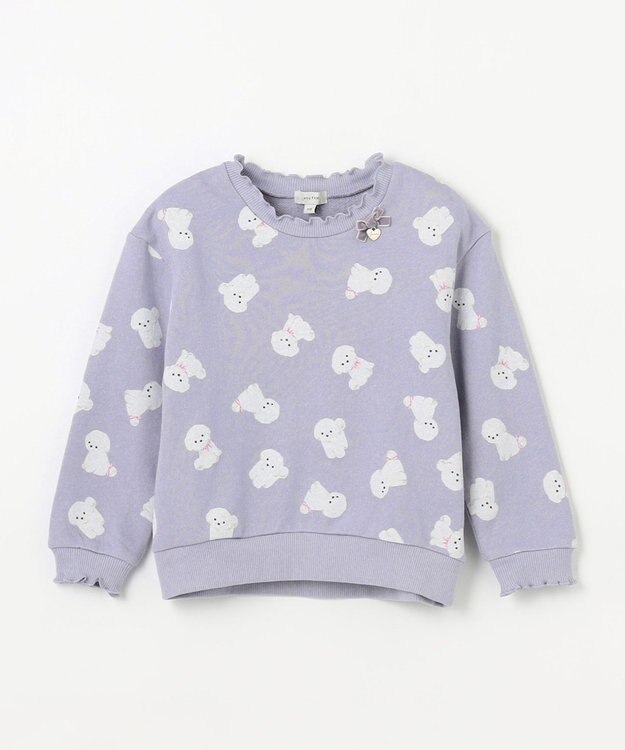 ANY KIDS アニマル 総柄 トレーナー サックスブルー×イヌ