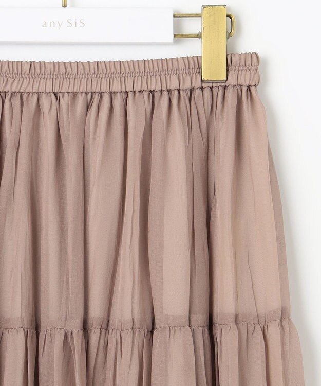 ANY SIS 【洗える】シアーワッシャーティアード スカート モカピンク