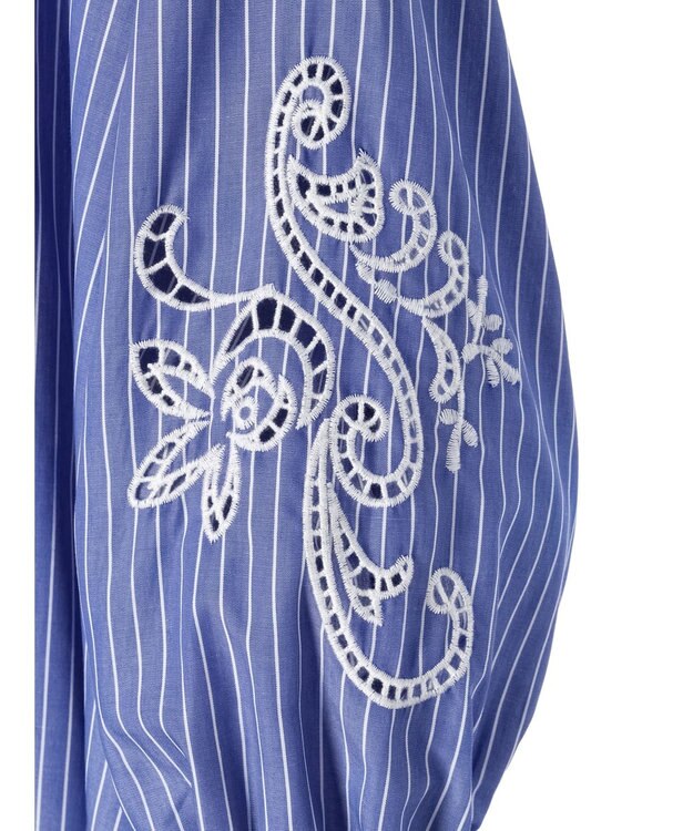 Green Parks 袖刺繍シャツチュニック Blue