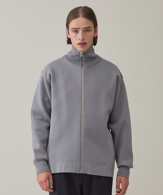 UNFILO MENS 【男女兼用/新色追加】スウェットライク ジップ タートルネックニット [24年秋冬商品] グレー