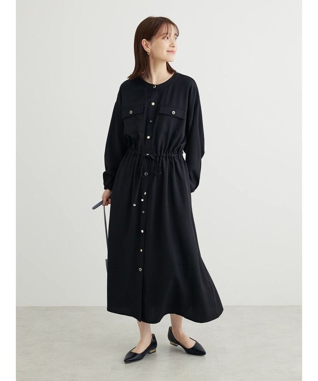 Green Parks ・ＥＬＥＮＣＡＲＥ　ＤＵＥ　イロイロ釦ドロストワンピース Black