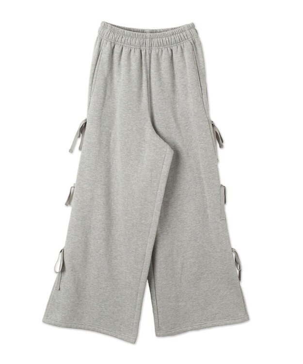 WEGO 【裏起毛】サイドリボンスウェットパンツ 杢グレー
