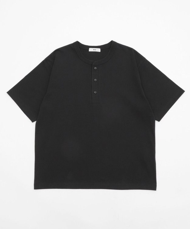 WEGO 【ユニセックス着用ITEM/MLサイズ展開】リラックスフィットヘンリーネックT（SS） ブラック