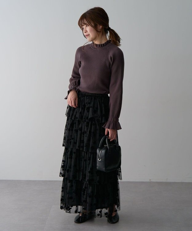 Green Parks ・ｓｗｉｎｇ　ｂｙ　キャンディスリーブリブニット Charcoal Gray