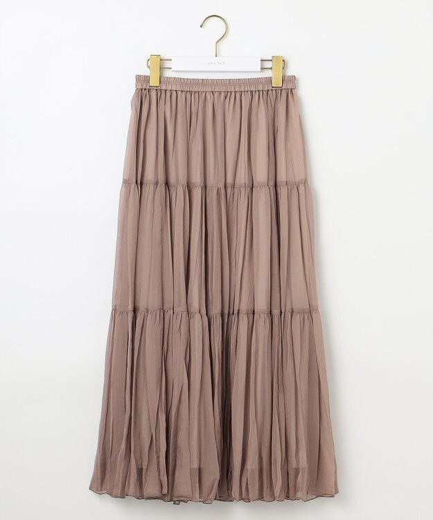 ANY SIS 【洗える】シアーワッシャーティアード スカート モカピンク