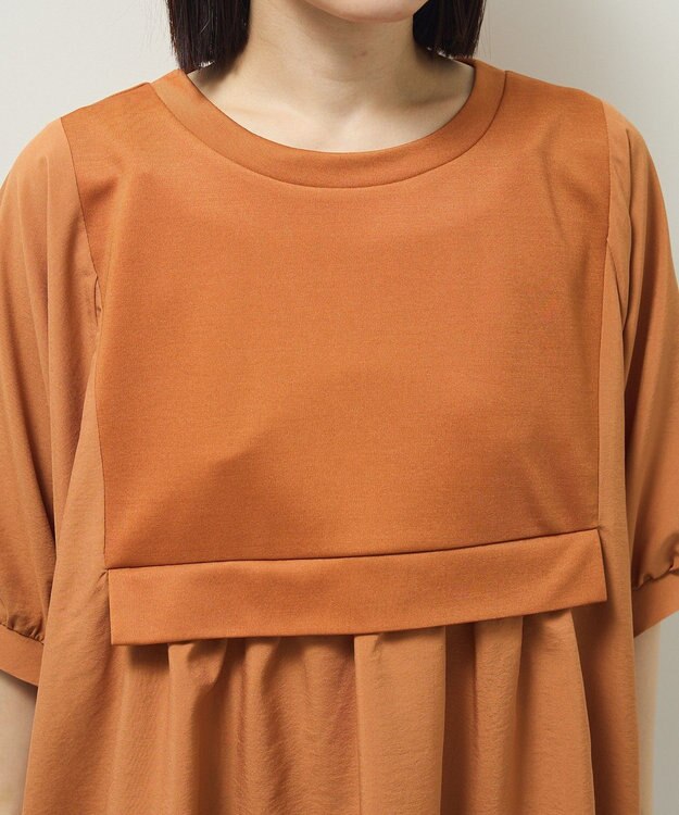 Green Parks ベスト風７分袖ドッキングプルオーバー Orange