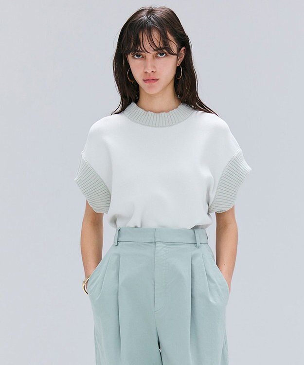 BEIGE， 【洗える・Oggi 11月号掲載】LAURA / ドライタッチ異素材リブニット L.Sage