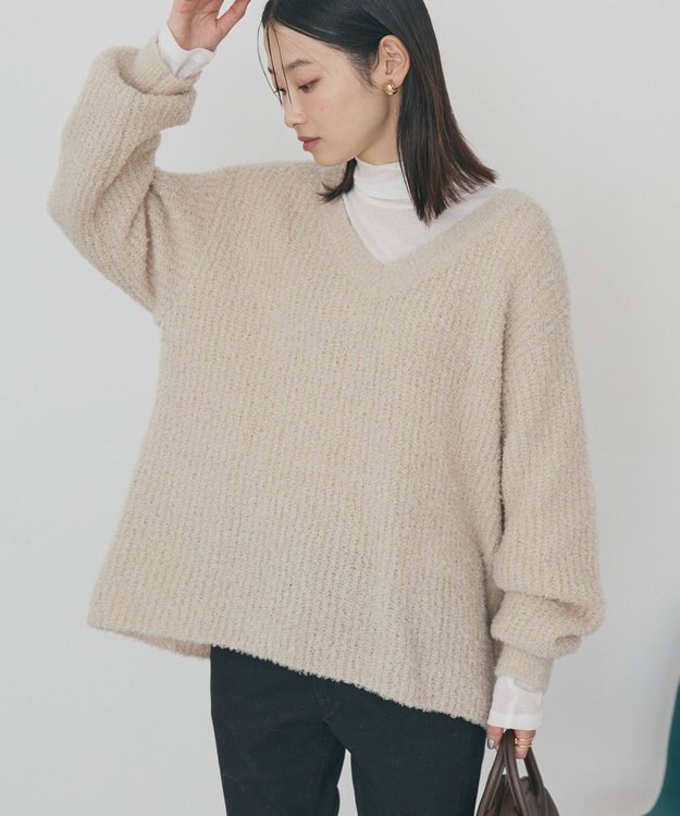 AMERICAN HOLIC ミニシャギーラメニットプルオーバー Ivory