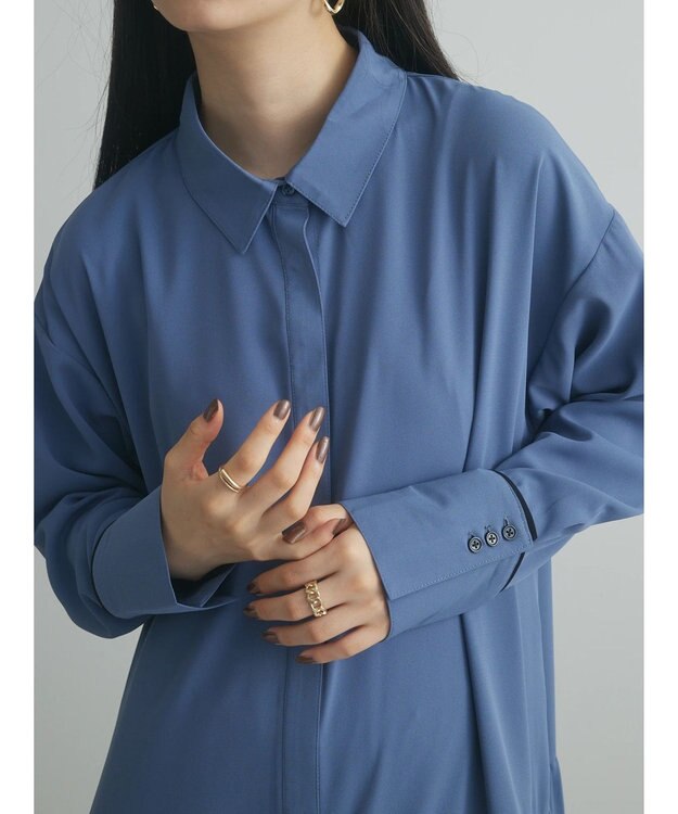 Green Parks armonia．配色シャツワンピース Blue