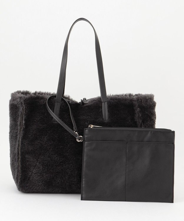 自由区 ムートンリバーシブルトート バッグ アッシュ