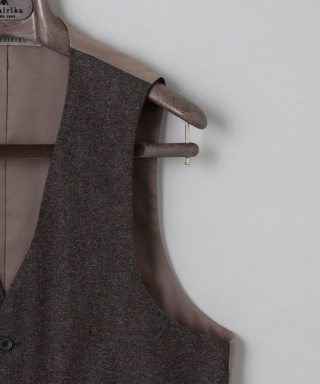 GOTAIRIKU 3ピースセットアップ対応【あたたかい】RENEWOOL ウールベスト ダークブラウン系8