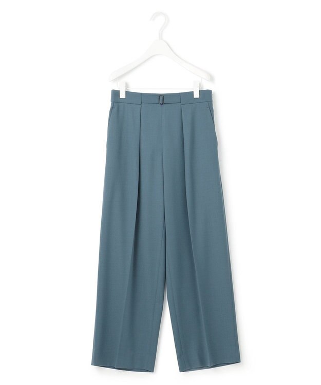 ICB L 【UVケア・洗える】ウール2WAYストレッチ ワイドストレートパンツ ダルブルー系