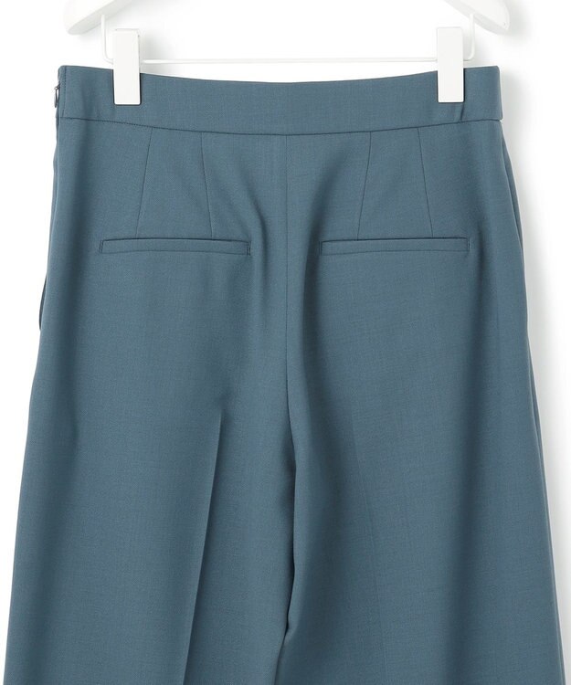 ICB L 【UVケア・洗える】ウール2WAYストレッチ ワイドストレートパンツ ダルブルー系