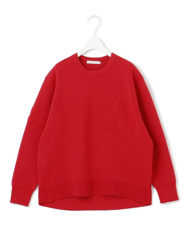 ICB 【洗える】ナンバリングカラーニット  プルオーバー ディープレッド系［ソウルナンバー１］