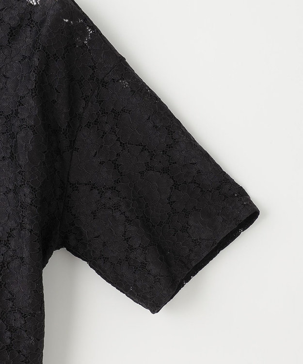 Feroux 【洗える】レース ブラウス ブラック系