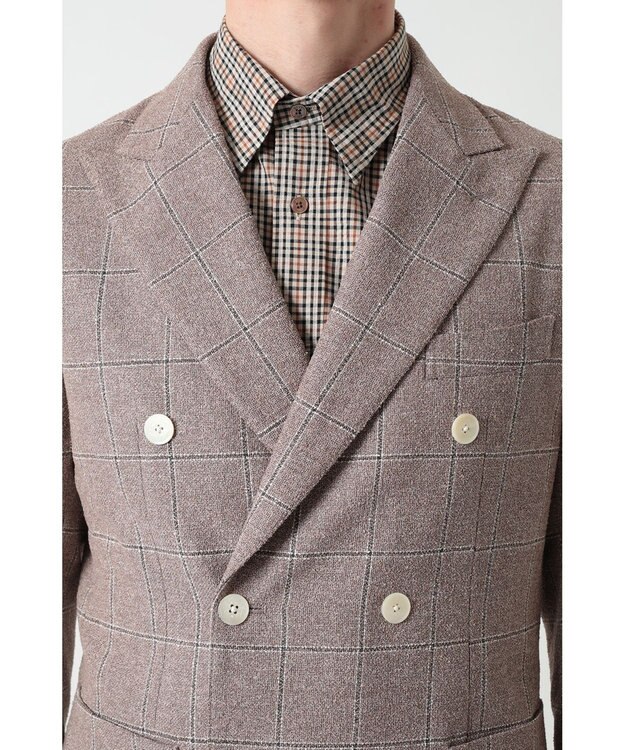 DAKS マイクロブークレーダブルブレストチェックジャケット モカ