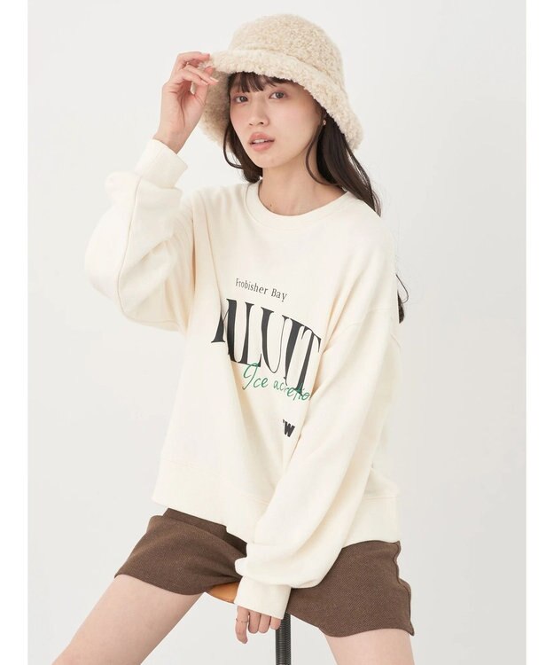 earth music&ecology アソートロゴスウェット Ivory