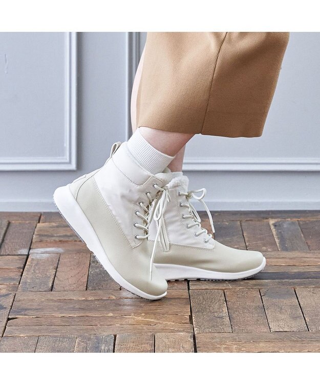 ing <ing>【レイン・スノー対応】レースアップスニーカーブーツ アイボリー