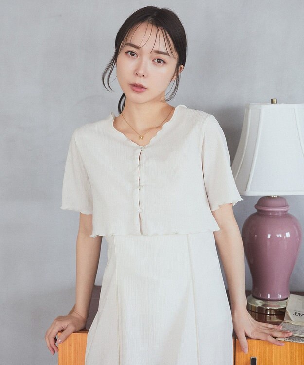 earth music&ecology ＳＥＴ２点ギャザーカットカーデ＋キャミワンピース Ivory