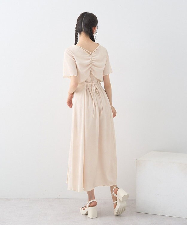 earth music&ecology ＳＥＴ２点ギャザーカットカーデ＋キャミワンピース Ivory