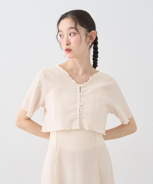 earth music&ecology ＳＥＴ２点ギャザーカットカーデ＋キャミワンピース Ivory