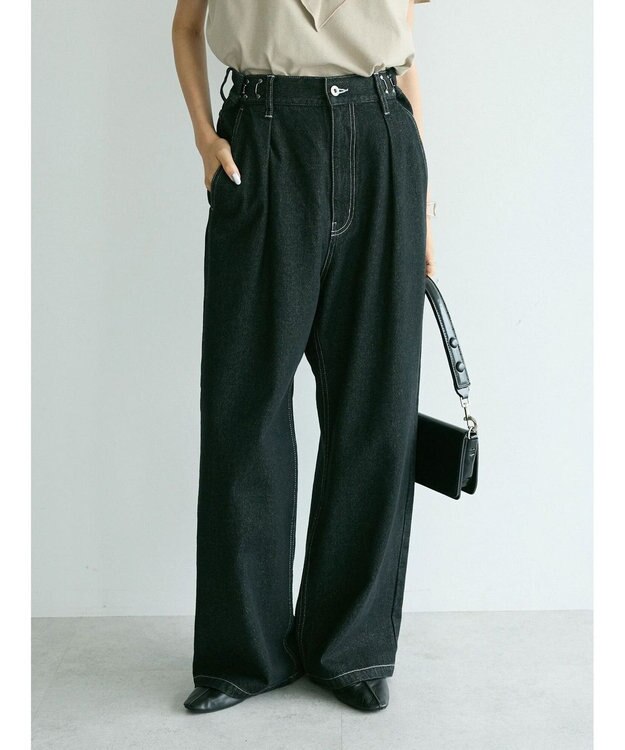 CRAFT STANDARD BOUTIQUE デニムハイウエストワイドパンツ Black