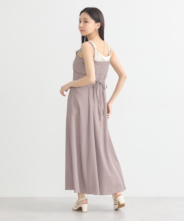 earth music&ecology ＳＥＴ２点ギャザーカットカーデ＋キャミワンピース Mocha