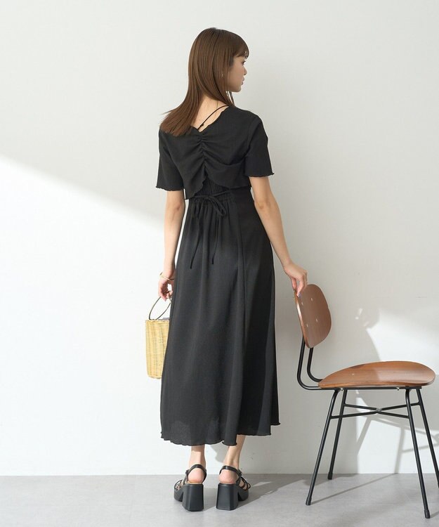 earth music&ecology ＳＥＴ２点ギャザーカットカーデ＋キャミワンピース Black