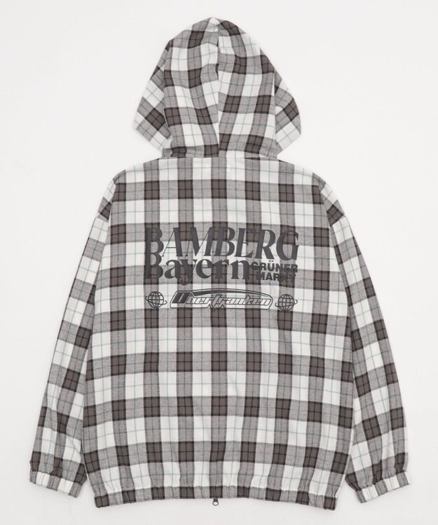 WEGO 【ユニセックス着用ITEM/MLサイズ展開】チェックグラフィックZIPパーカー（LS） ホワイトチェック1