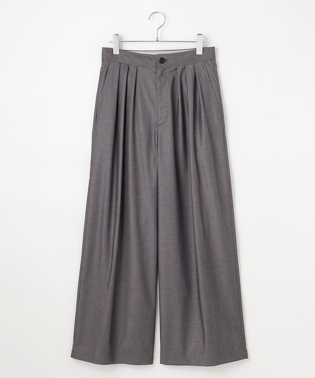 #Newans 【洗濯機可/しわになりにくい】ベリーワイドパンツ チャコール