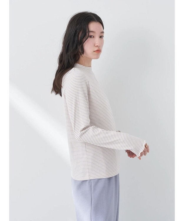 earth music&ecology マイクロボーダーリブプルオーバー Cream