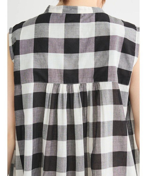 Green Parks インド綿 ギンガムチェックノースリーブワンピース Gingham Check