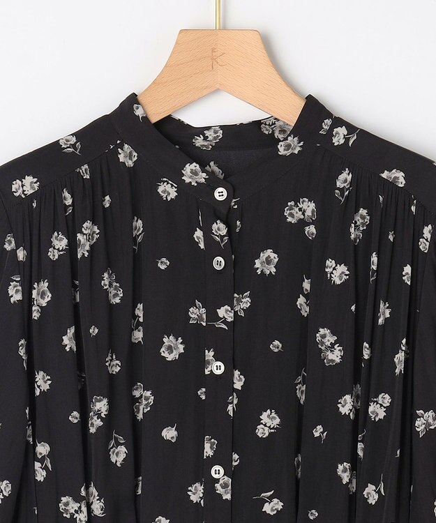 組曲 ギャザーライトデシンボウタイ付き ワンピース ブラック系5