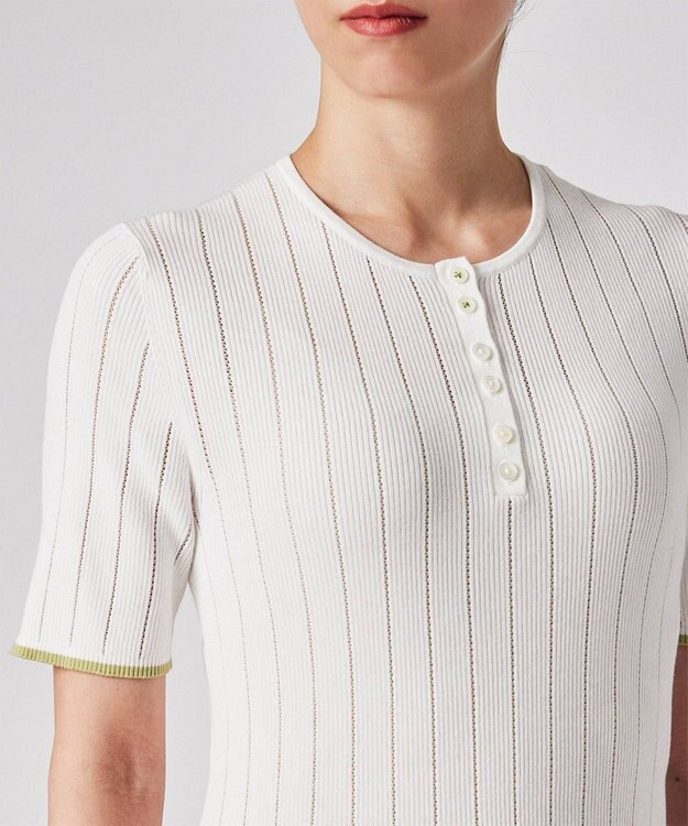 Paul Smith 【洗える】リブアイレット 半袖ニット オフホワイト