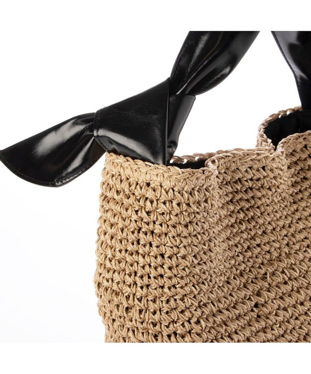 UNBILLION カシュカシュ cachecache / リボンハンドルクロッシェミニトート ブラック