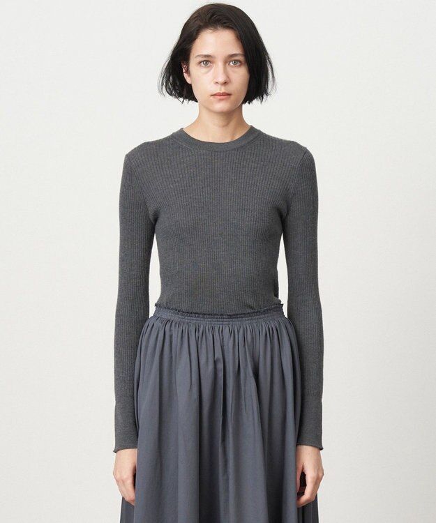 ATON WOOL CASHMERE SILK | クルーネックセーター CHARCOAL GRAY