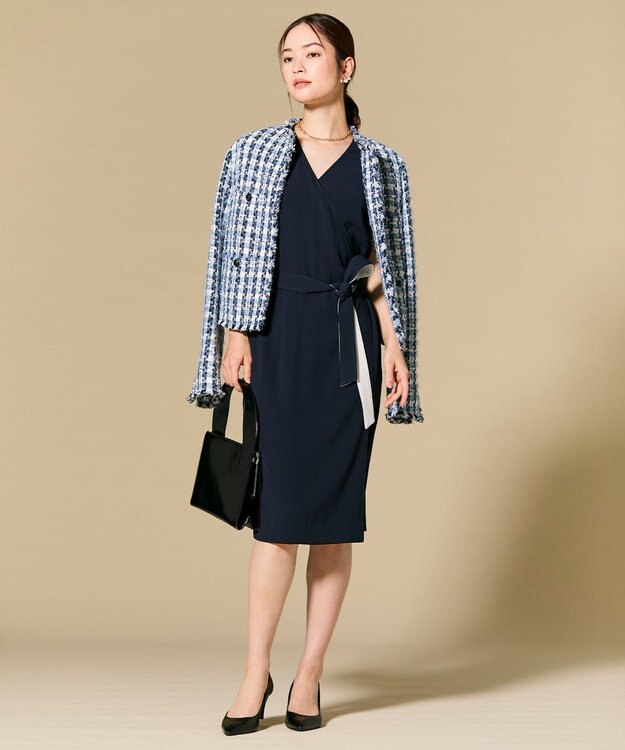 BEIGE， BERYL / ファンシーツイードノーカラージャケット Navy Mix