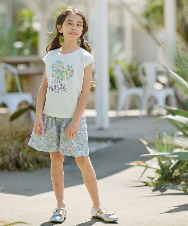 組曲 KIDS 【110-140㎝】【UVケア】グリーンバンド Tシャツ セージ系