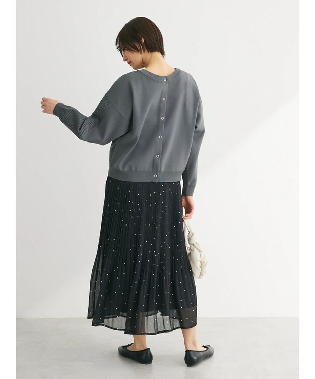 Green Parks ・ｆｕｒｒｙ　ｒａｔｅ　２ｗａｙかる~いニットカーデ Charcoal Gray