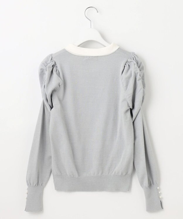 Feroux 配色襟パワショル ニット ライトグリーン系